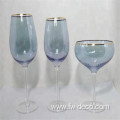 custom colored glass goblet with gold rim